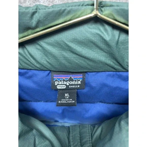 Kids Boys Patagonia Down Sweater Jacket Puffer Coat Winter Warm EUC XL 14 Green